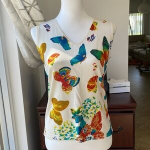 Joseph A Silk Knit Butterfly Sleeve Top size Large